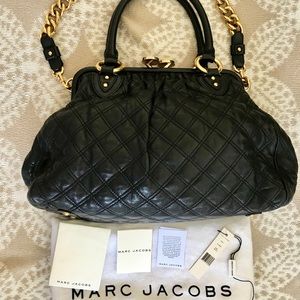 Marc Jacobs Quilted Leather Stam Satchel Bag Black